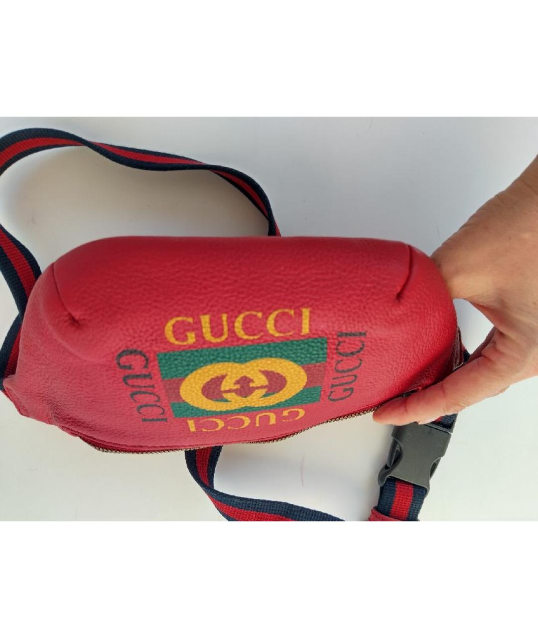 GUCCI Красная кожаная поясная сумка, фото 5