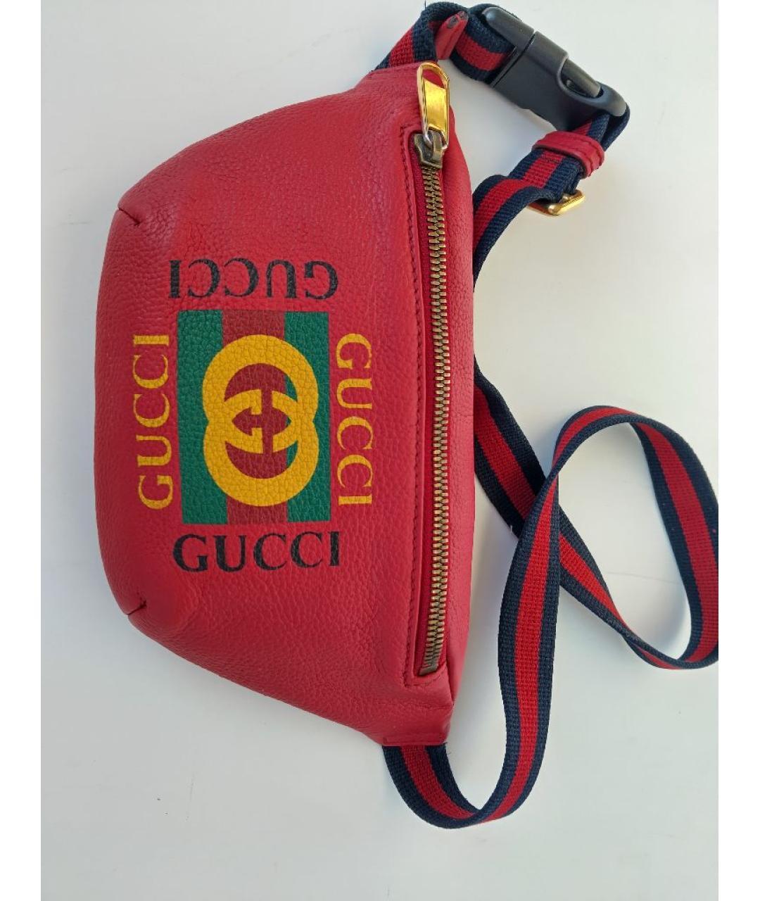 GUCCI Красная кожаная поясная сумка, фото 8