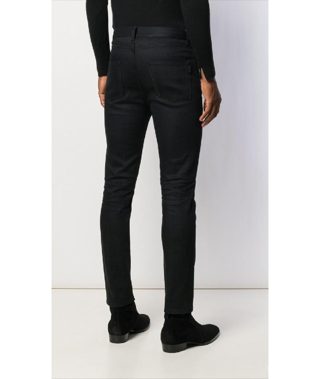 SAINT LAURENT Черные хлопковые прямые джинсы, фото 3