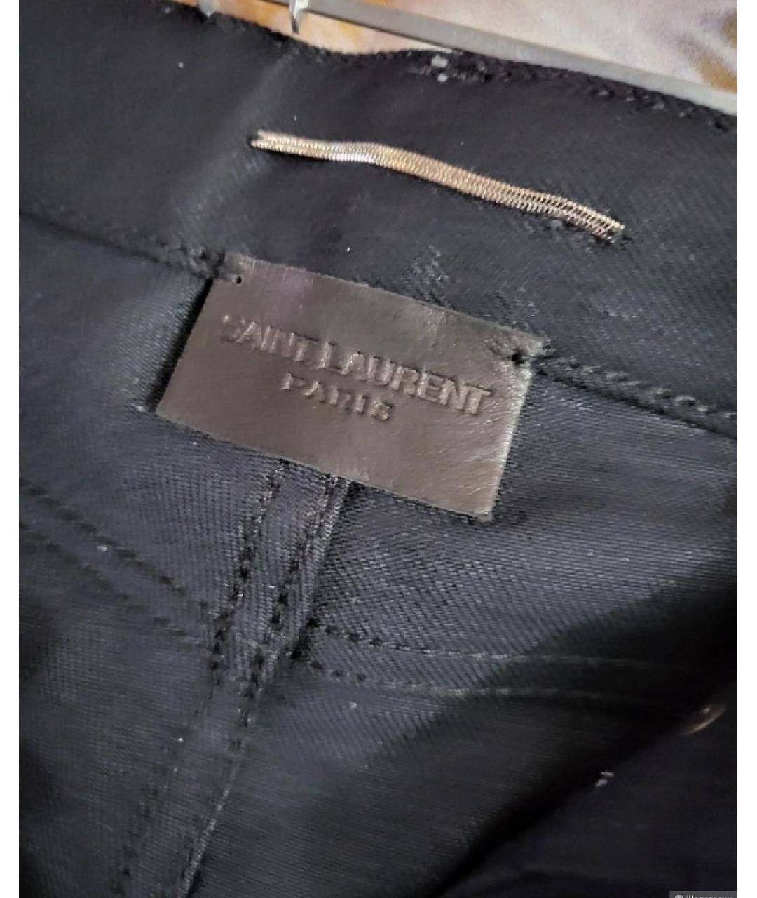 SAINT LAURENT Черные хлопковые прямые джинсы, фото 6