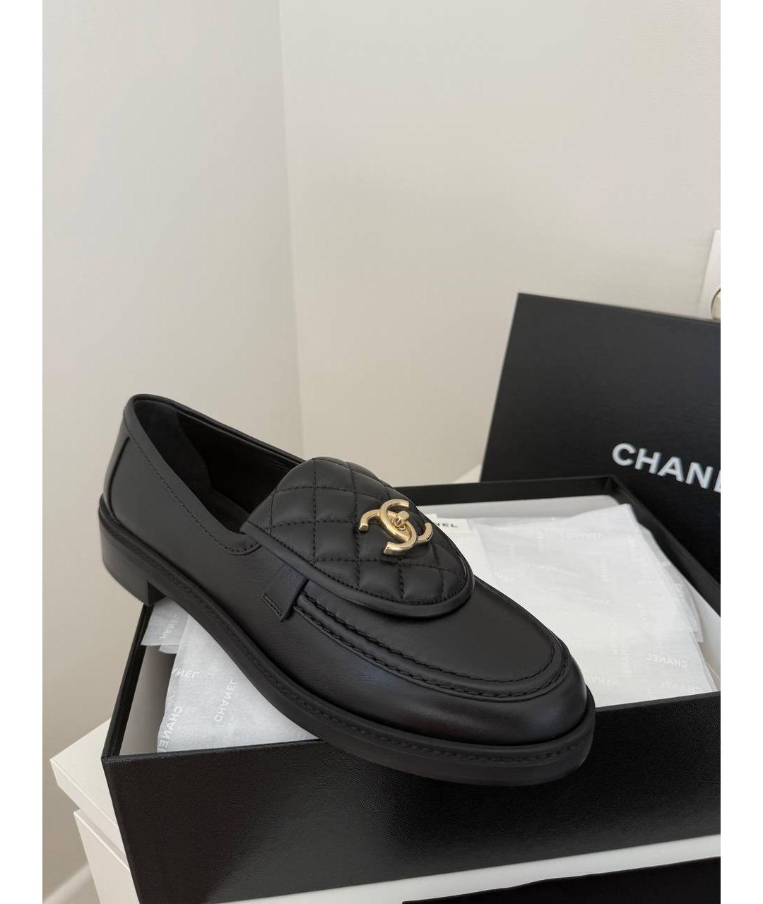 CHANEL Черные кожаные лоферы, фото 3