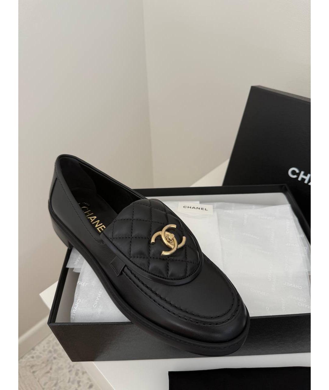 CHANEL Черные кожаные лоферы, фото 2