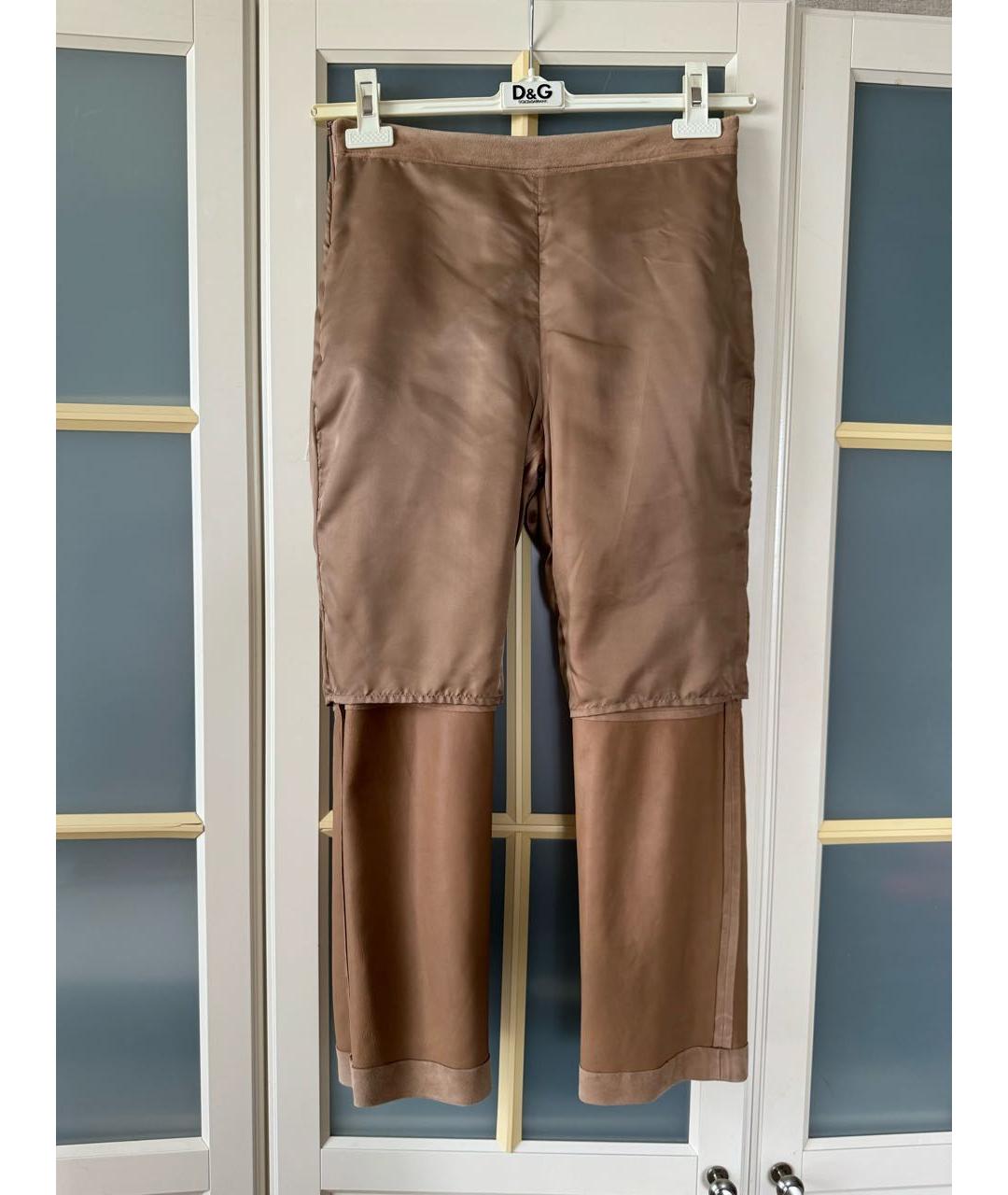 MAX MARA STUDIO Бежевые замшевые прямые брюки, фото 5