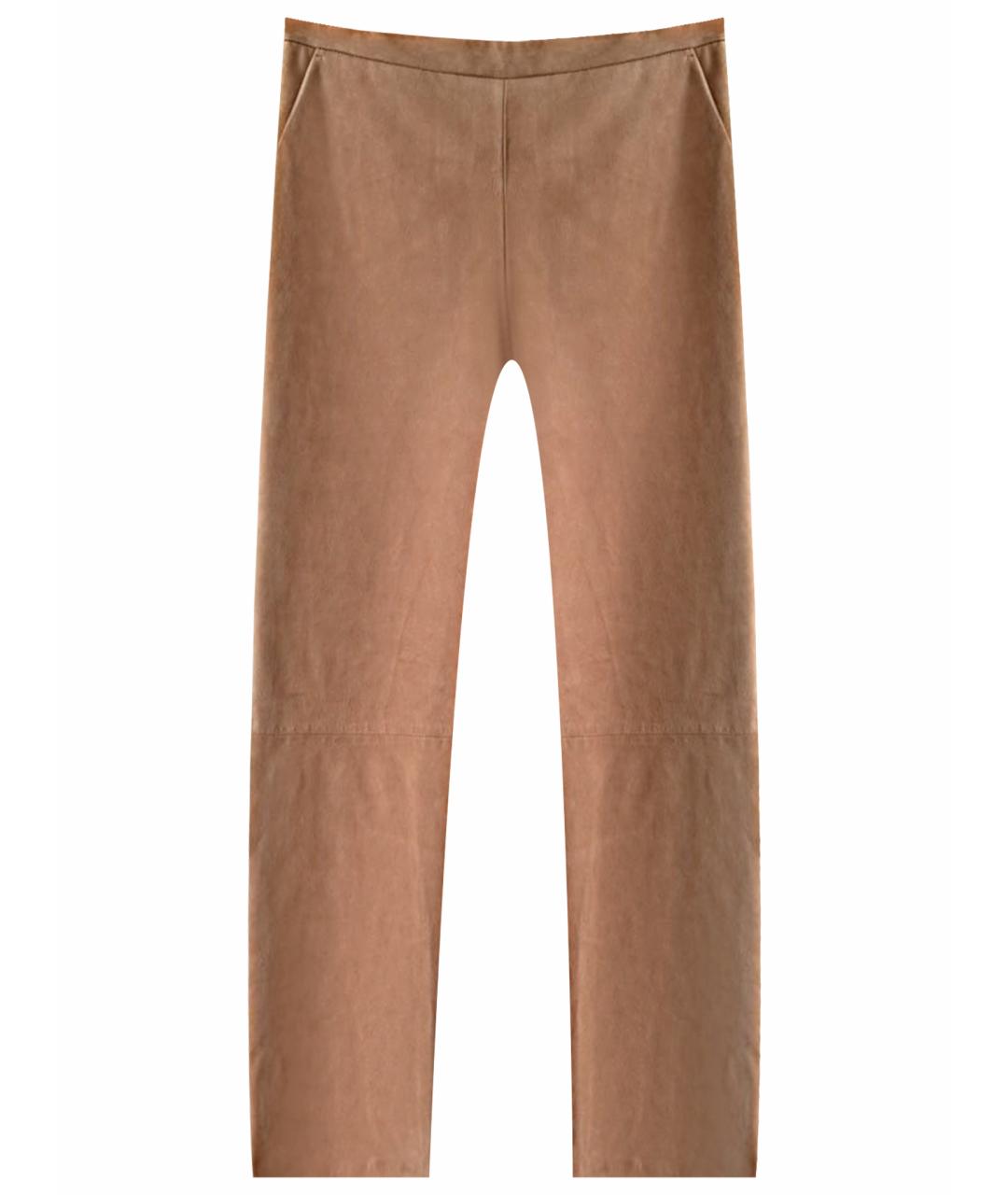 MAX MARA STUDIO Бежевые замшевые прямые брюки, фото 1