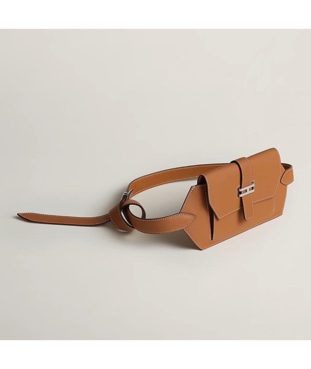 HERMES Коричневая кожаная поясная сумка, фото 4