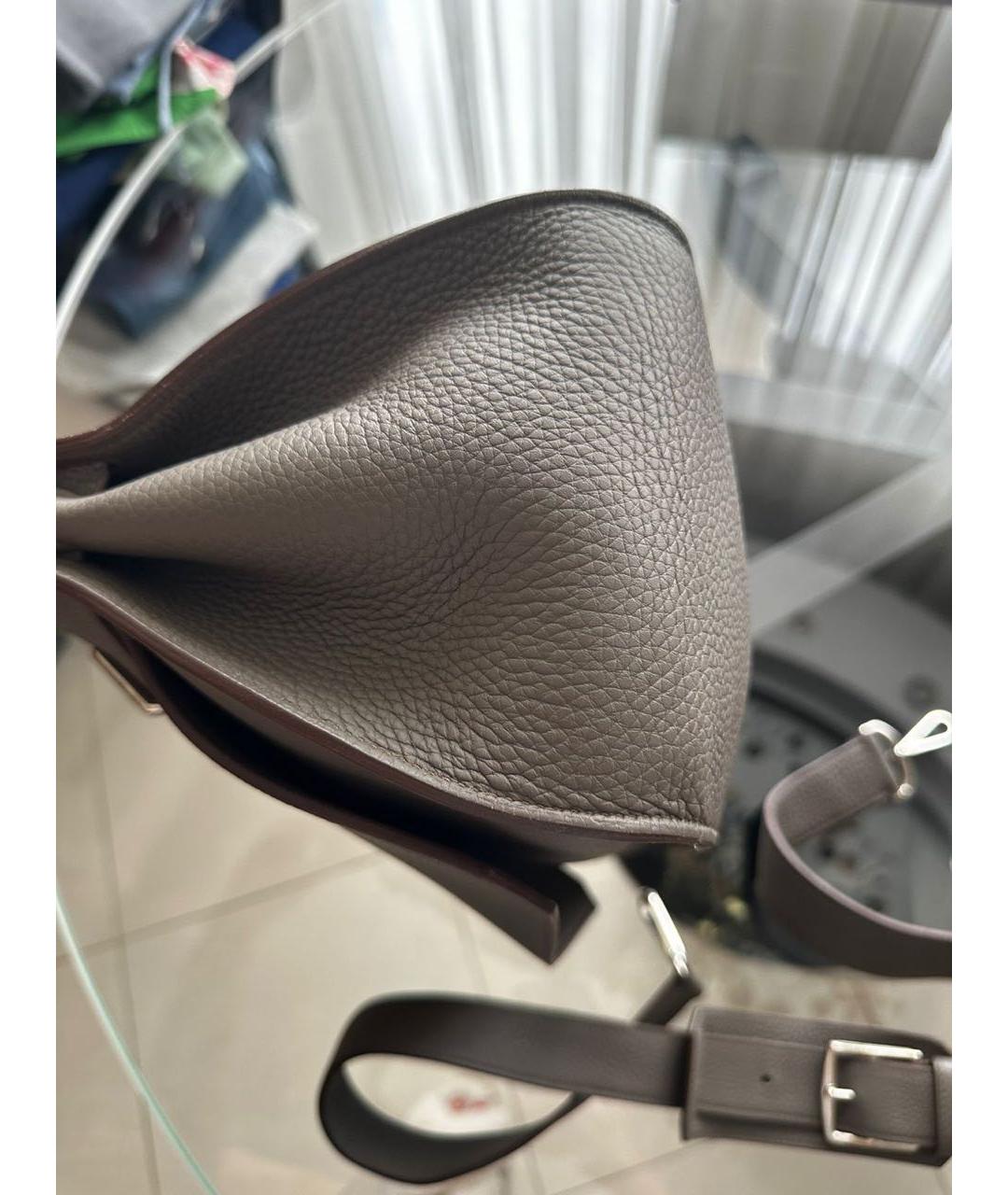 HERMES Коричневая кожаная сумка через плечо, фото 4