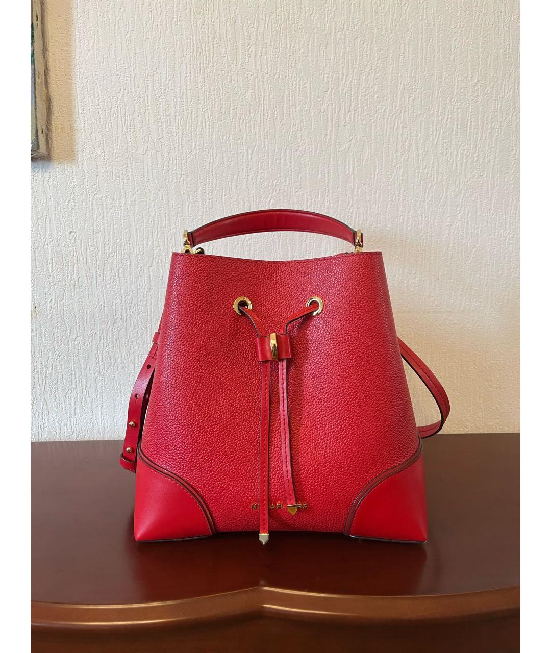 MICHAEL KORS Красная кожаная сумка с короткими ручками, фото 7