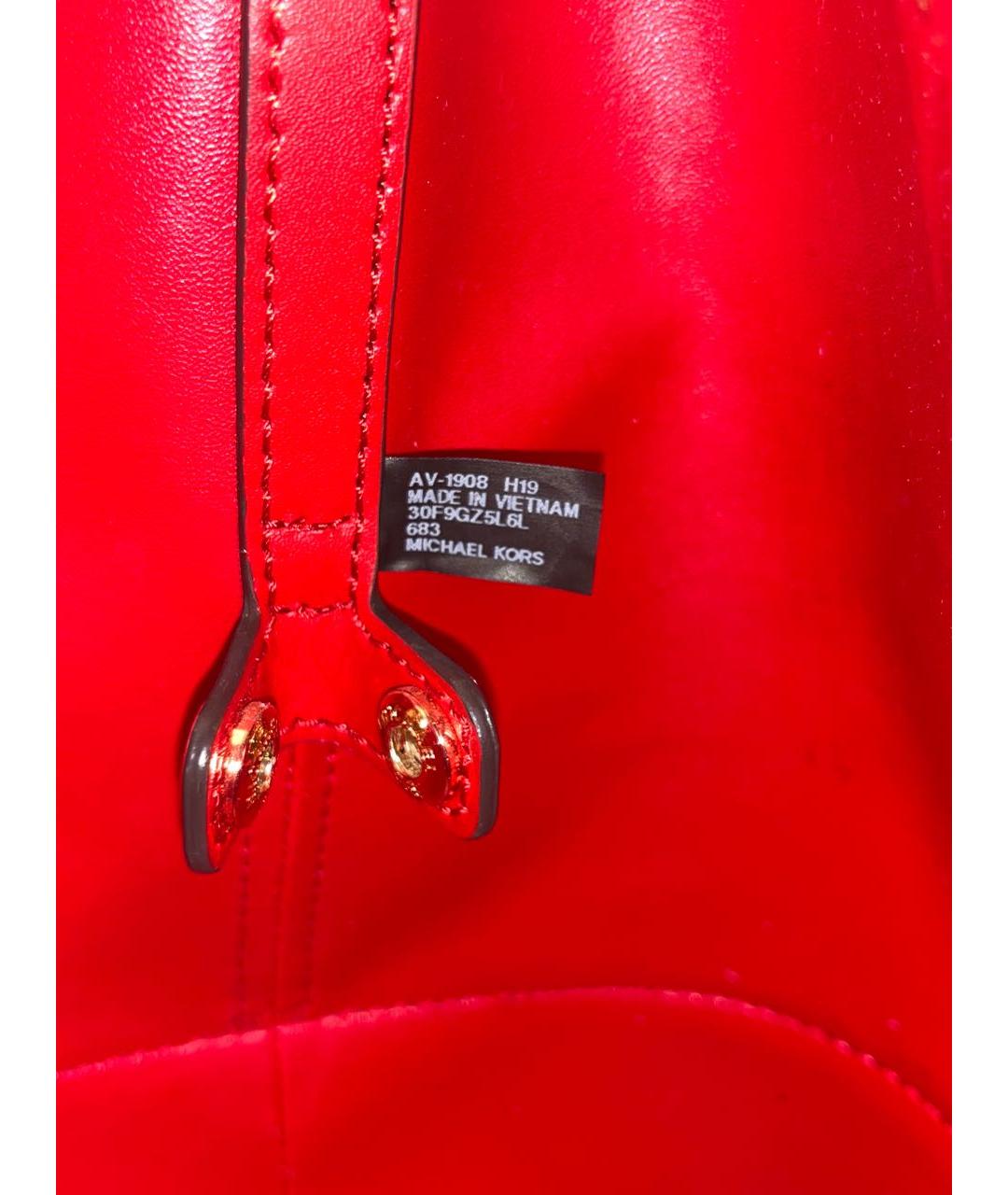 MICHAEL KORS Красная кожаная сумка с короткими ручками, фото 5