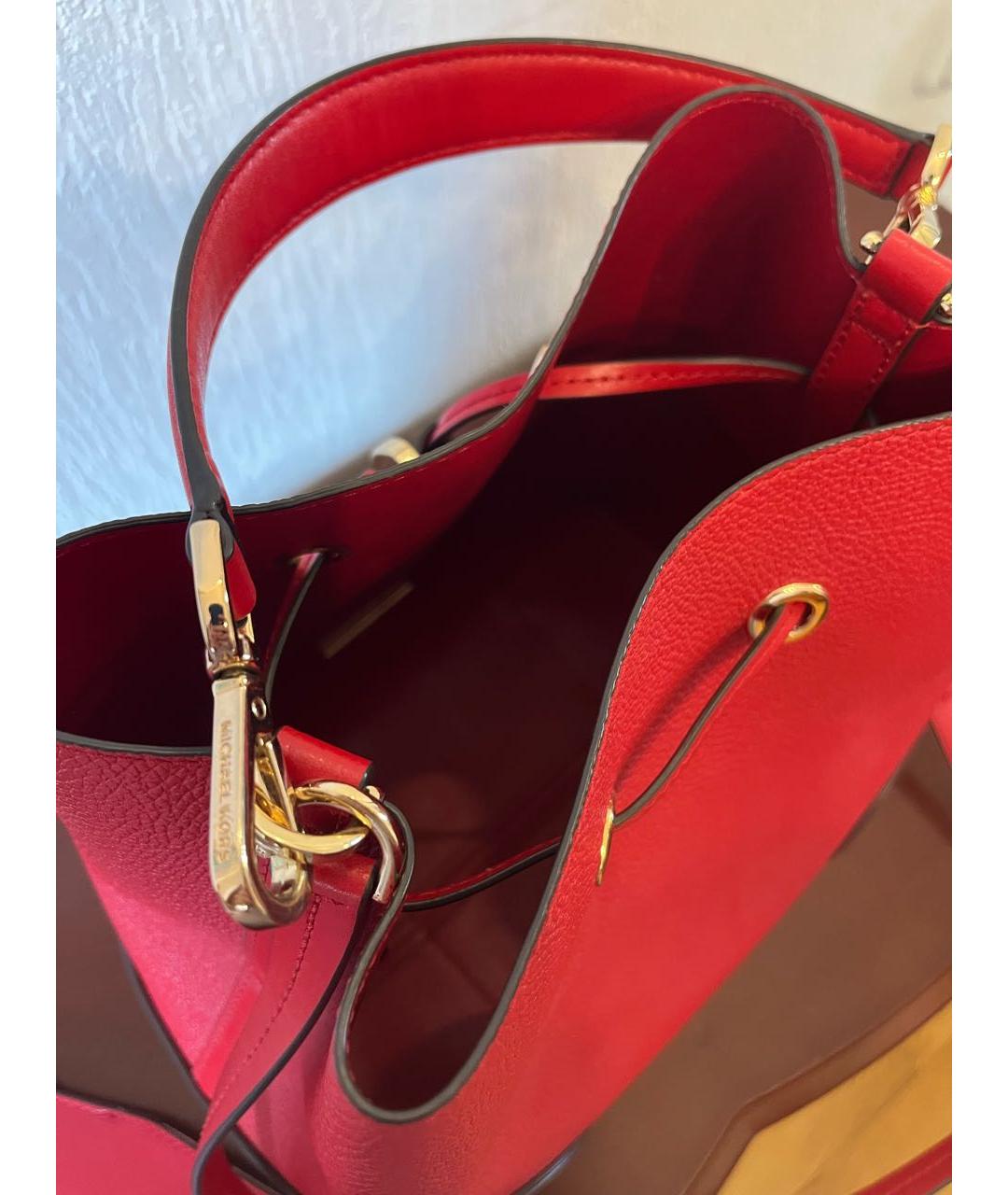MICHAEL KORS Красная кожаная сумка с короткими ручками, фото 4
