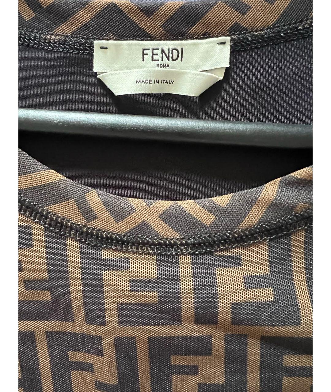 FENDI Коричневое вискозное коктейльное платье, фото 3