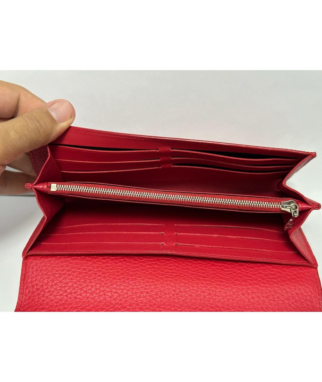 LOUIS VUITTON Коралловый кожаный кошелек, фото 8