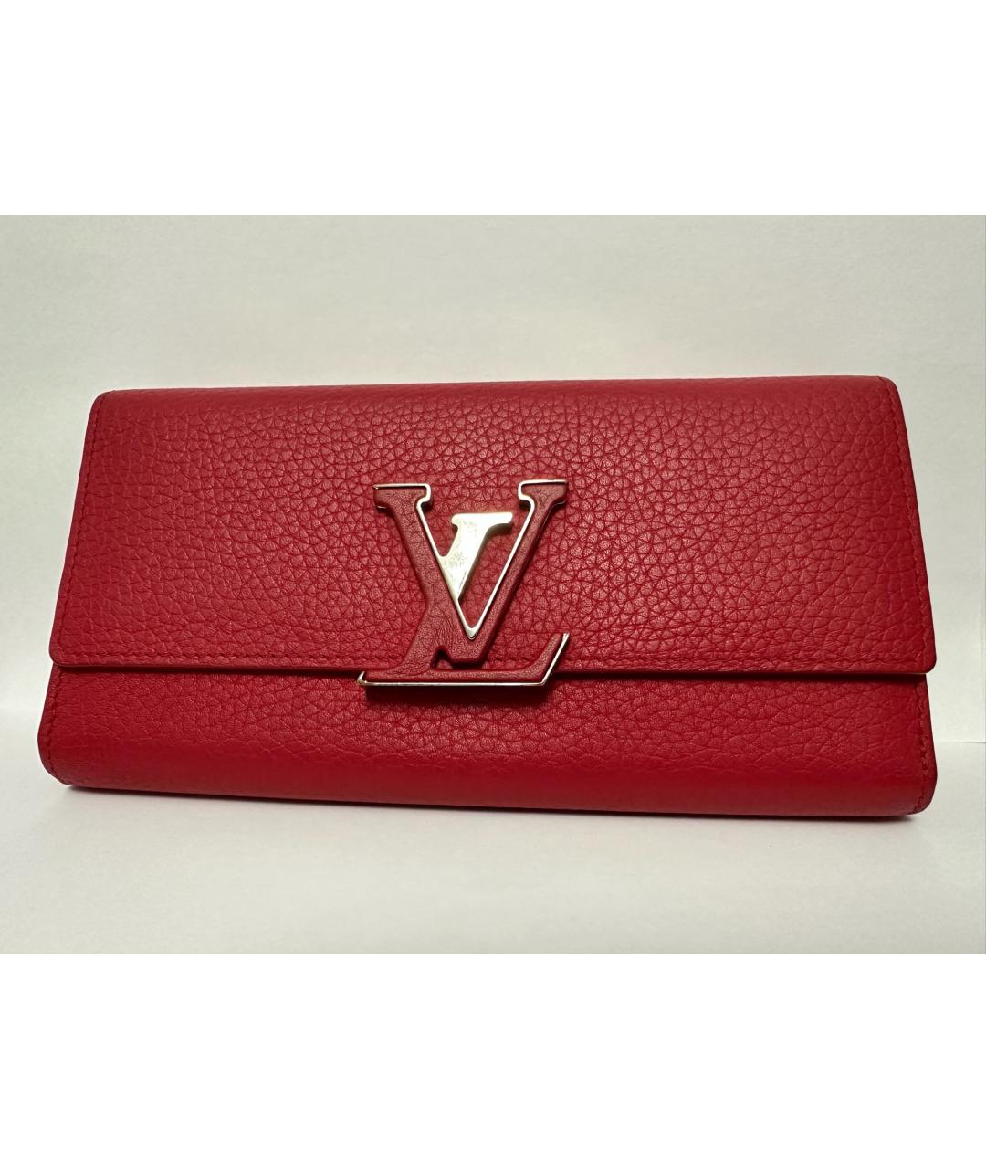 LOUIS VUITTON Коралловый кожаный кошелек, фото 9