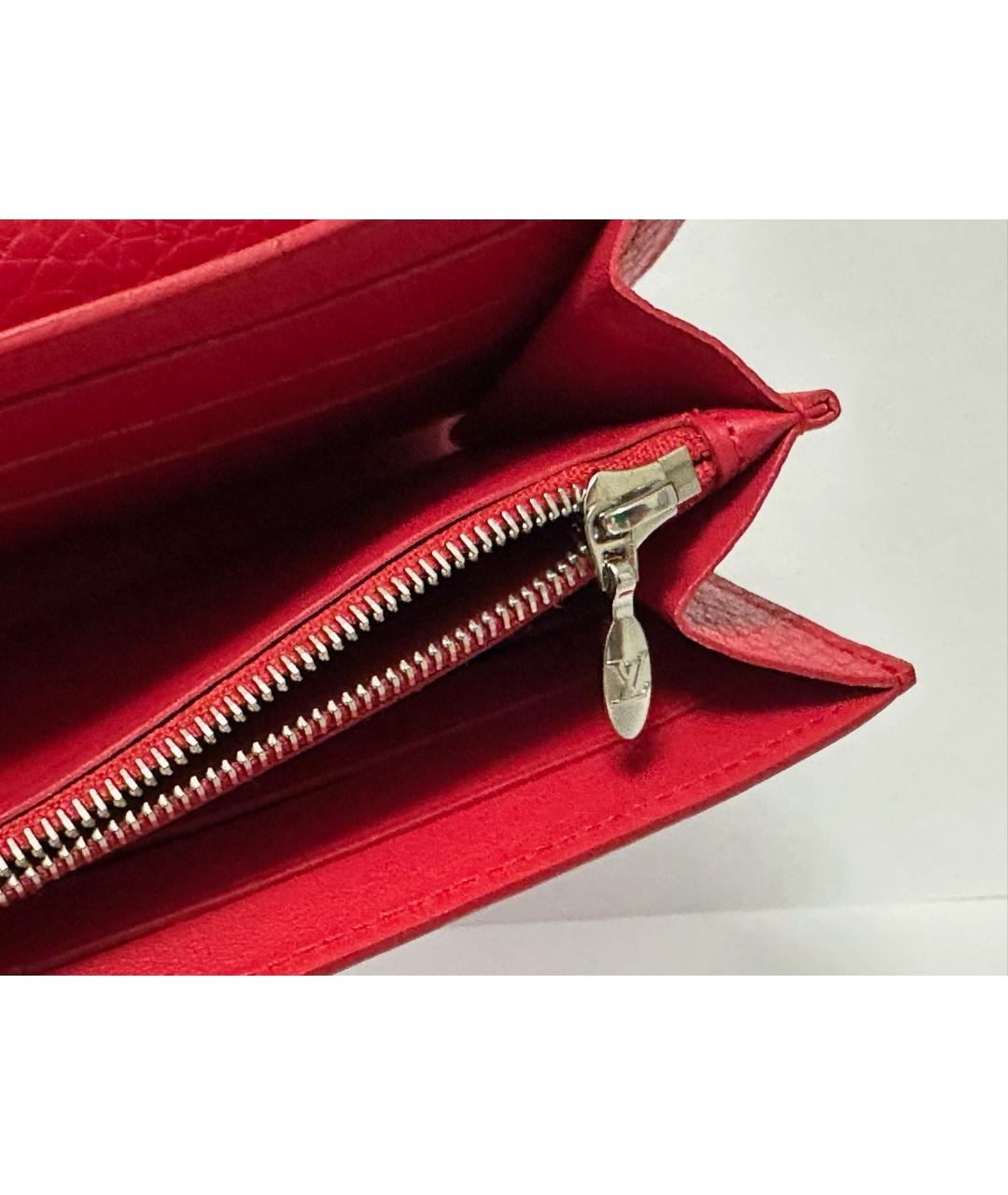 LOUIS VUITTON Коралловый кожаный кошелек, фото 7