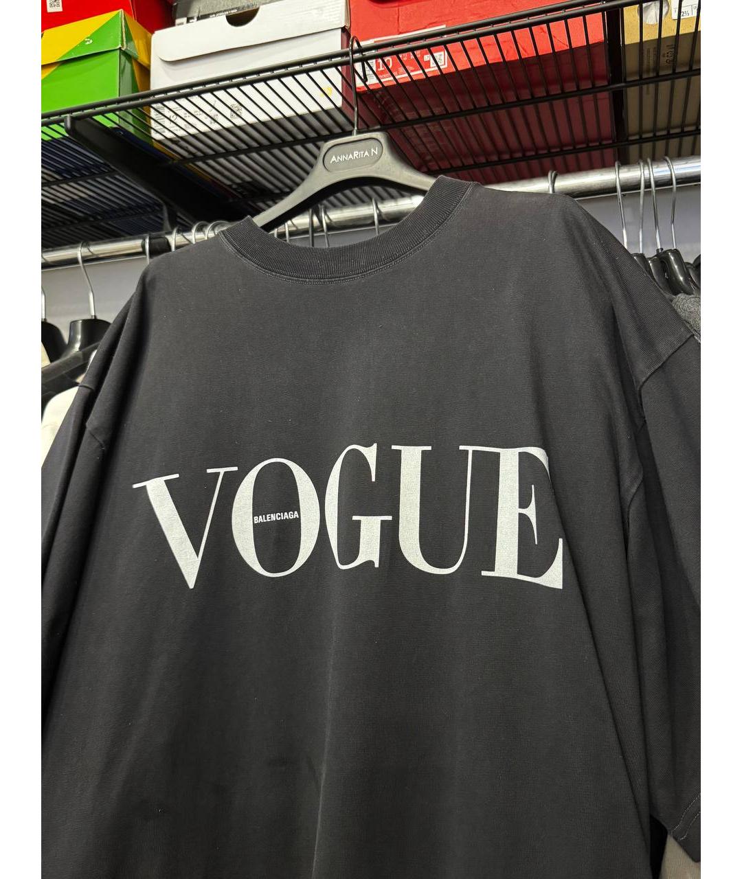 BALENCIAGA Черная хлопковая футболка, фото 4