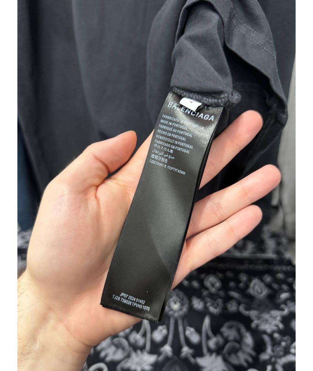 BALENCIAGA Черная хлопковая футболка, фото 5