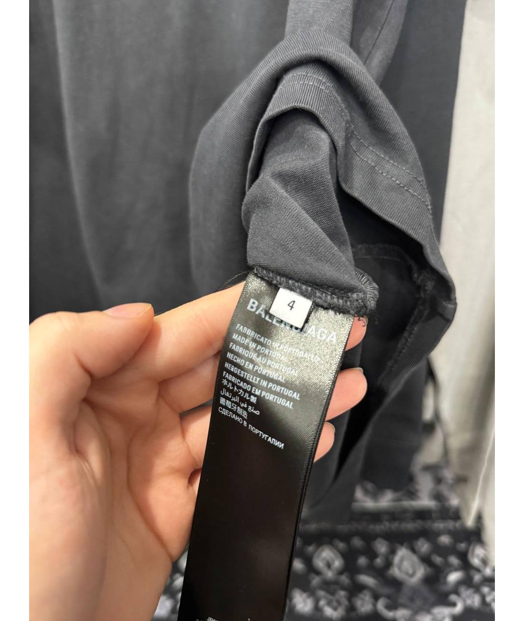 BALENCIAGA Черная хлопковая футболка, фото 6