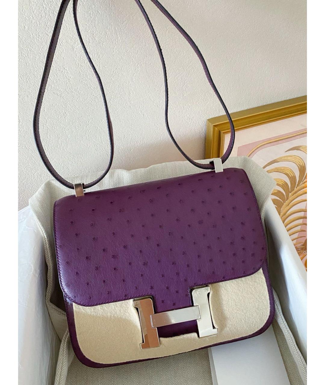 HERMES Фиолетовая кожаная сумка через плечо, фото 2