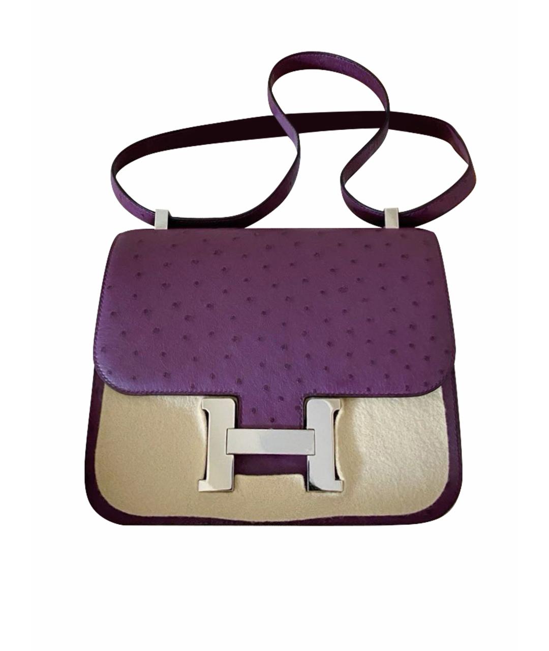 HERMES Фиолетовая кожаная сумка через плечо, фото 1