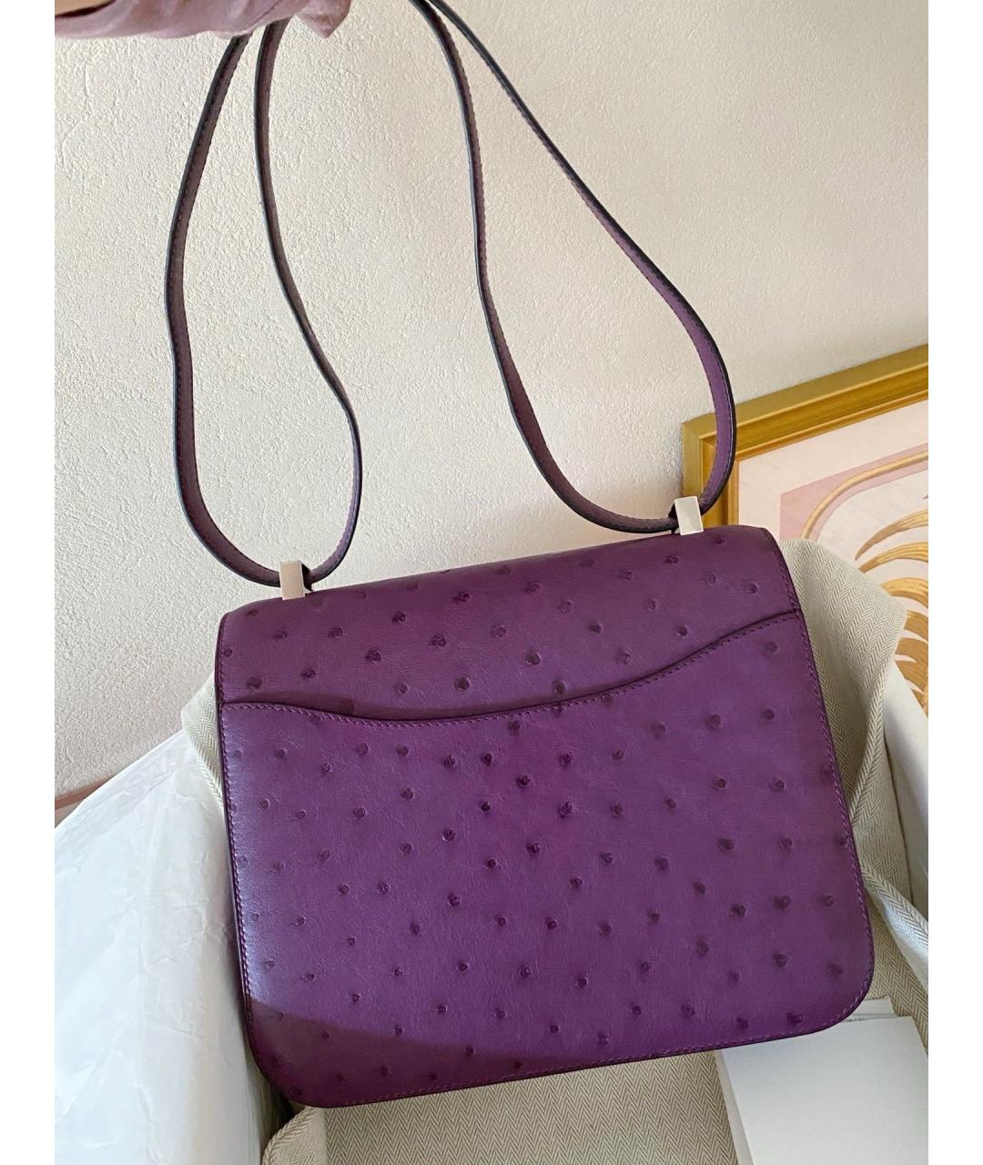 HERMES Фиолетовая кожаная сумка через плечо, фото 3