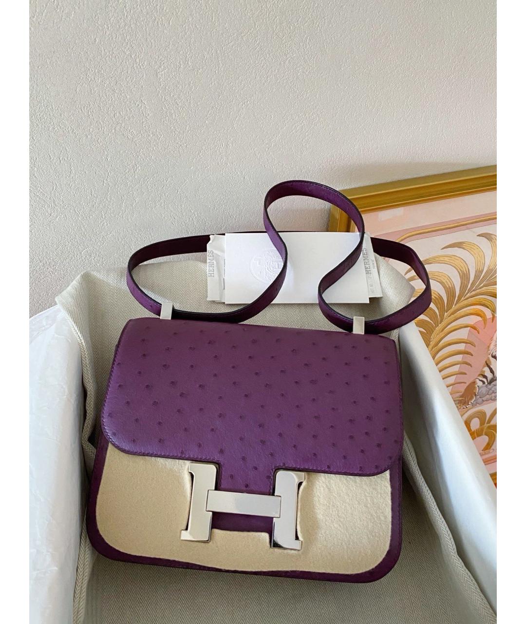 HERMES Фиолетовая кожаная сумка через плечо, фото 7