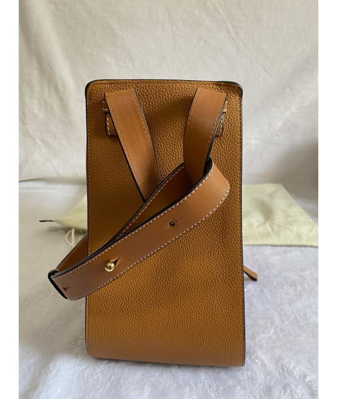 LOEWE Коричневая кожаная сумка с короткими ручками, фото 6