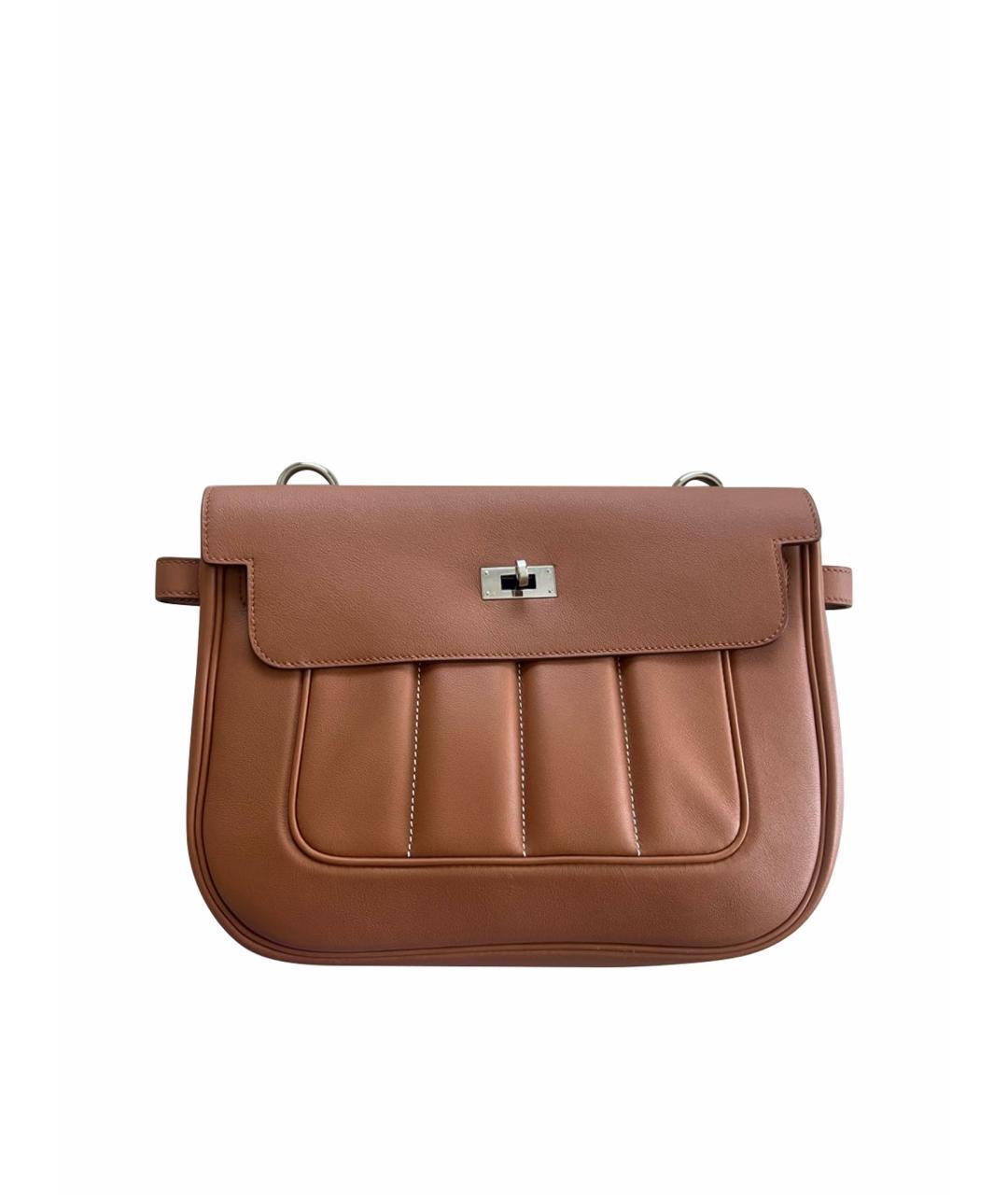 HERMES Коричневая кожаная сумка через плечо, фото 1