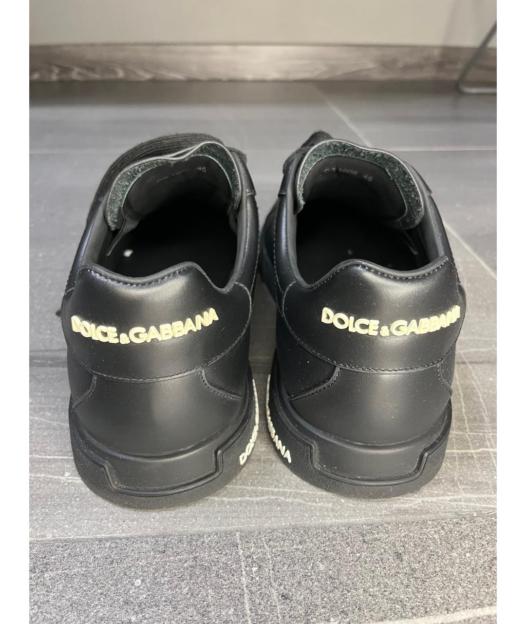 DOLCE&GABBANA Черные кожаные низкие кроссовки / кеды, фото 4