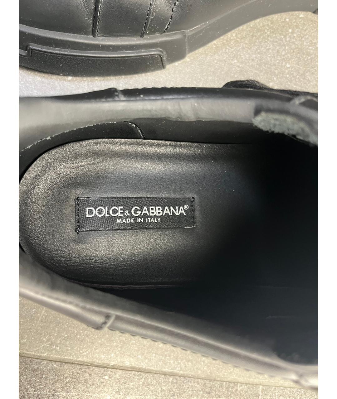 DOLCE&GABBANA Черные кожаные низкие кроссовки / кеды, фото 3