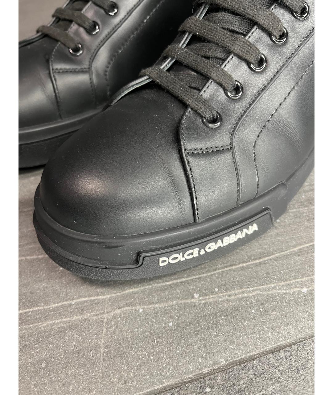 DOLCE&GABBANA Черные кожаные низкие кроссовки / кеды, фото 5