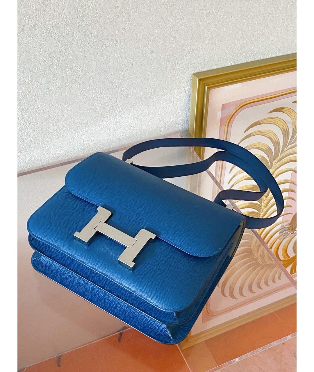 HERMES Голубая кожаная сумка через плечо, фото 3