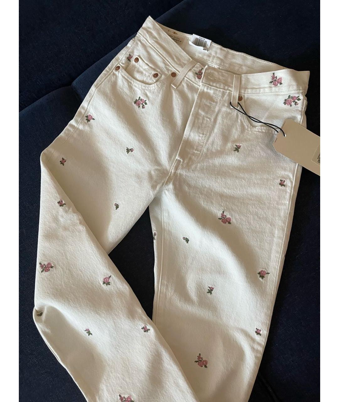 LEVI'S Белые хлопковые прямые джинсы, фото 2