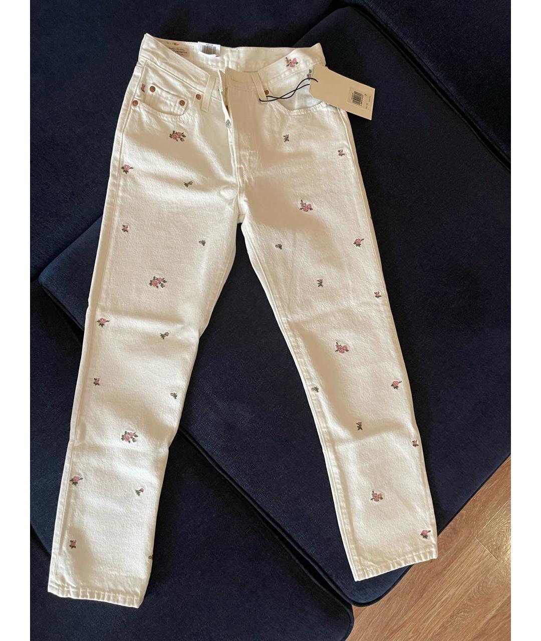 LEVI'S Белые хлопковые прямые джинсы, фото 4