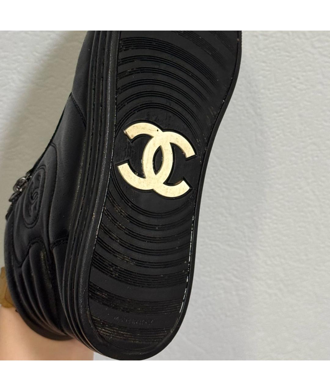 CHANEL Черные кожаные кеды, фото 7