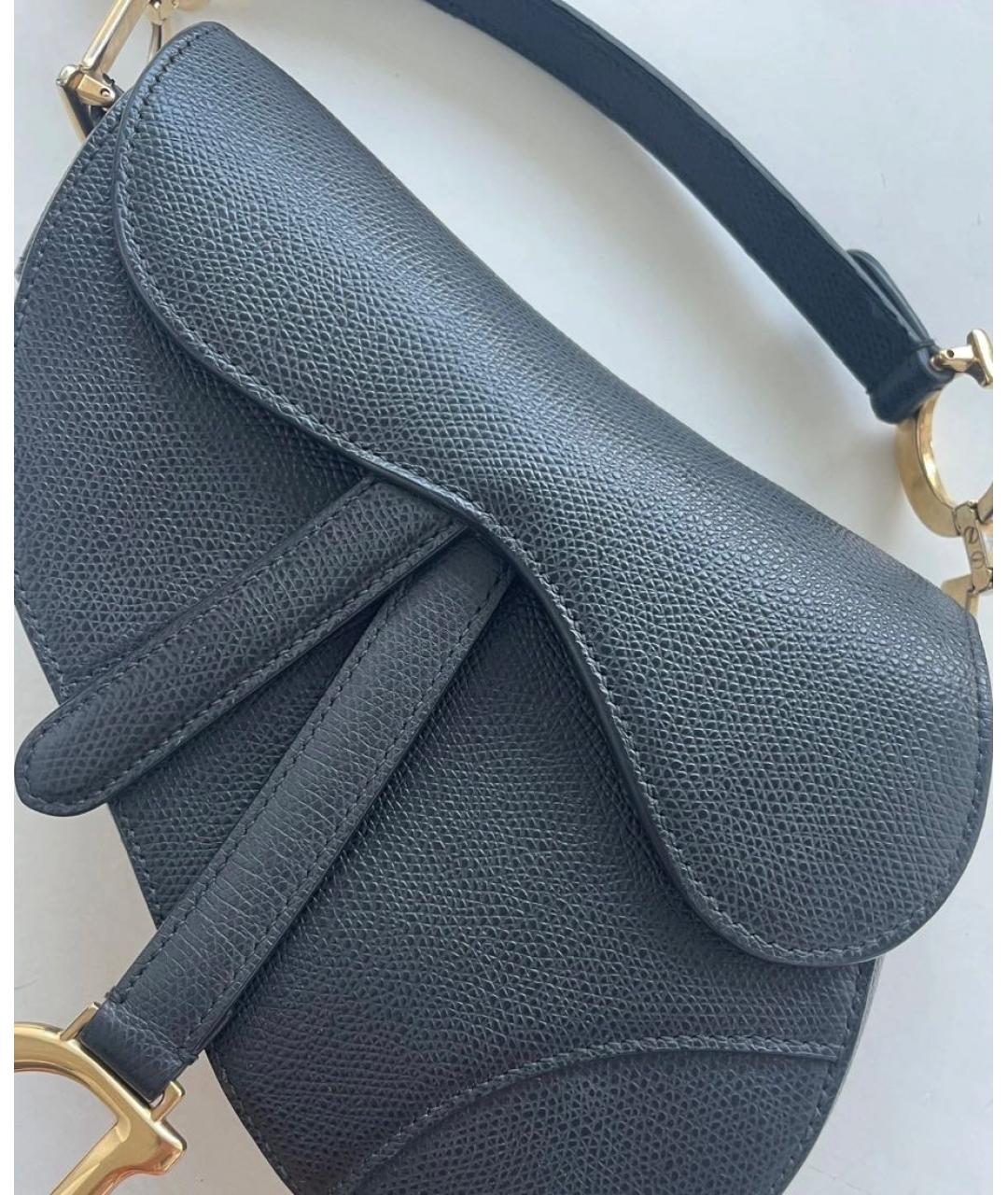 CHRISTIAN DIOR Черная кожаная сумка с короткими ручками, фото 2