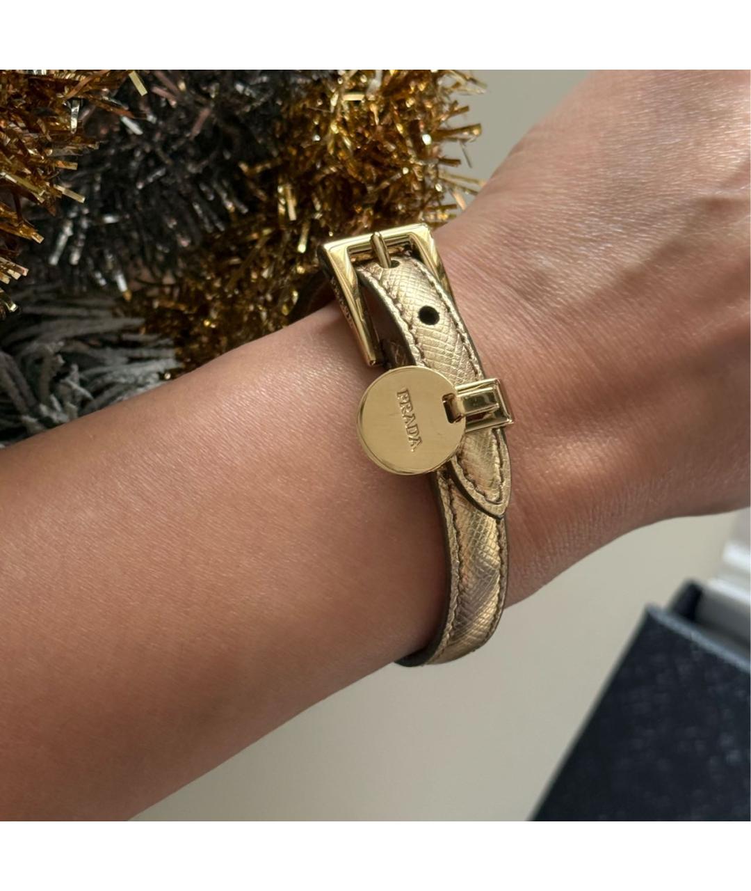 PRADA Золотой кожаный браслет, фото 8