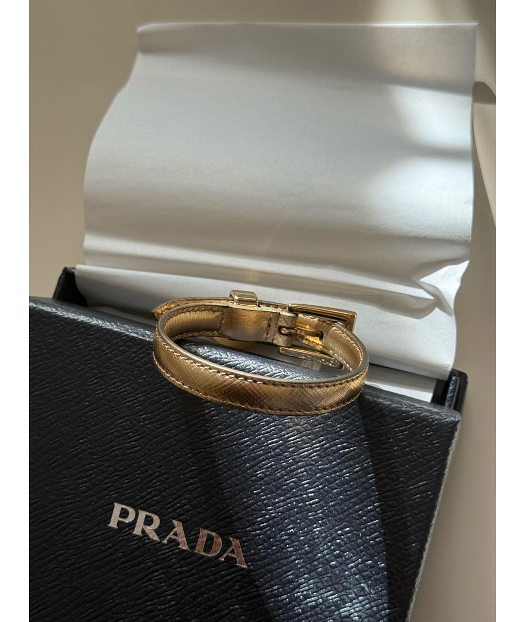 PRADA Золотой кожаный браслет, фото 7