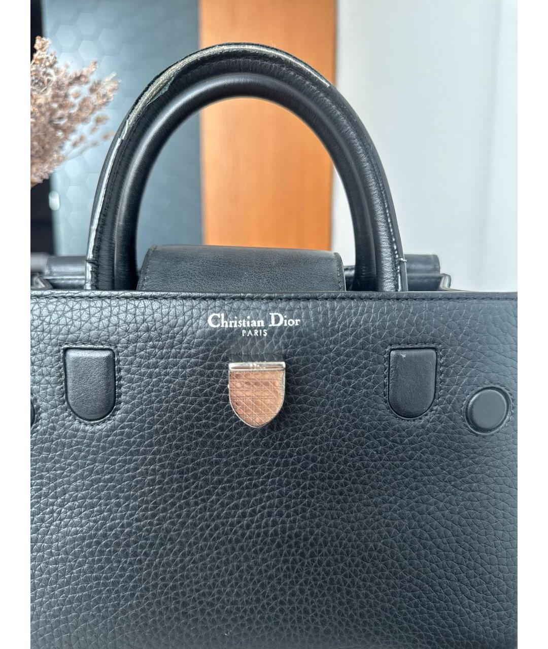 CHRISTIAN DIOR Черная кожаная сумка с короткими ручками, фото 4