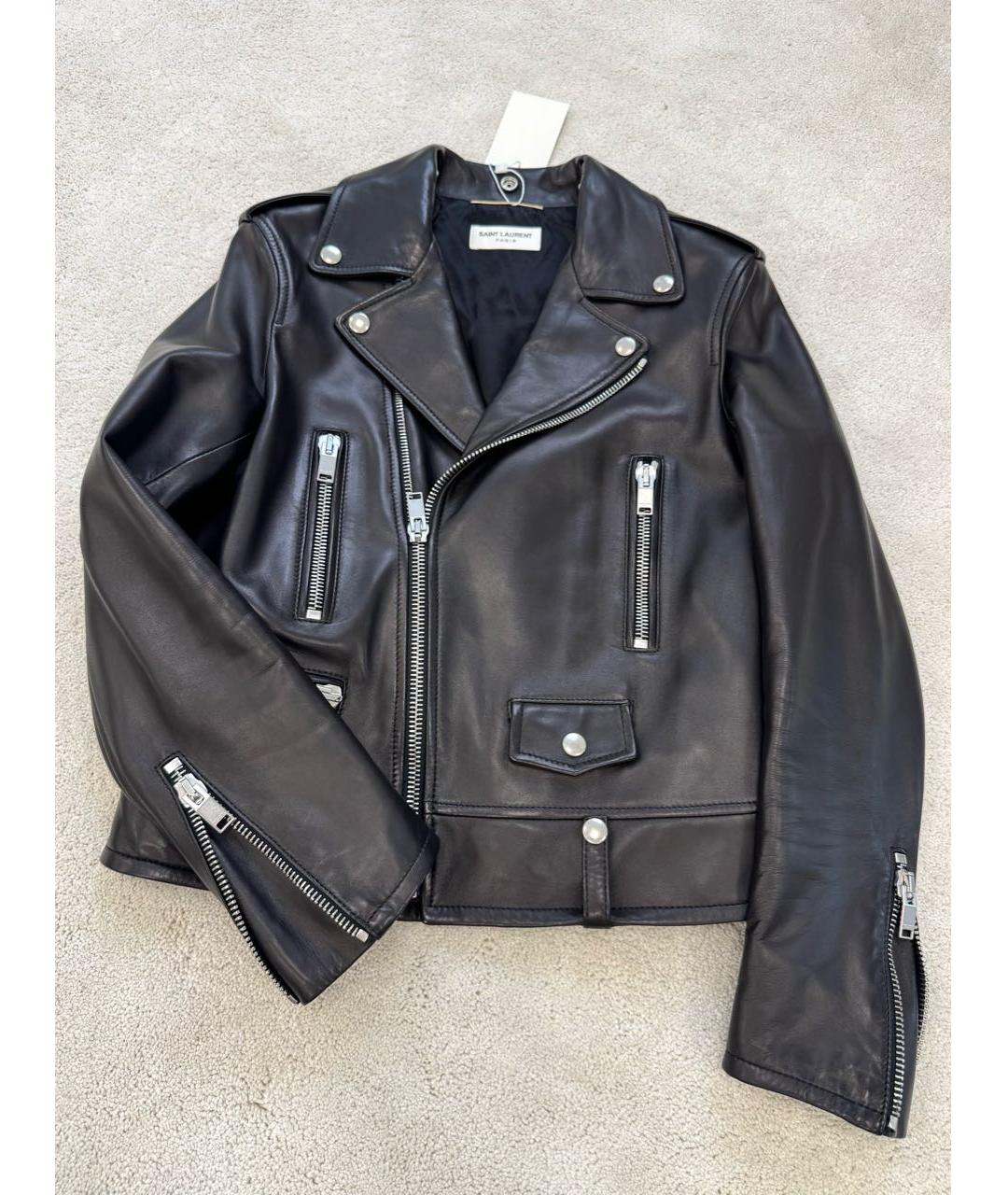 SAINT LAURENT Черная кожаная куртка, фото 2