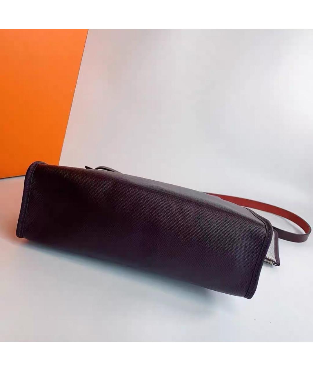 HERMES Бордовая жаккардовая сумка тоут, фото 6