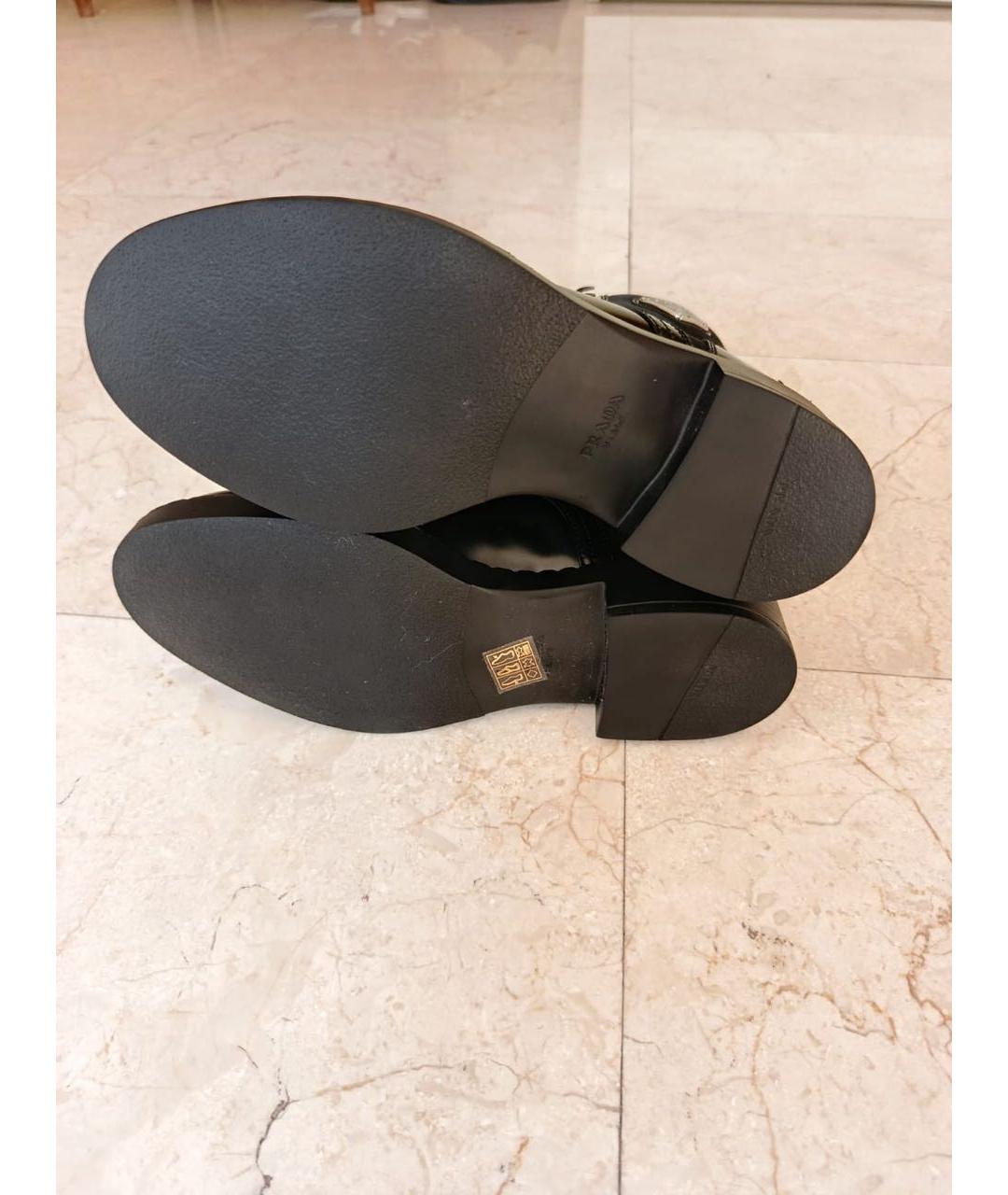 PRADA Черные кожаные ботинки, фото 3