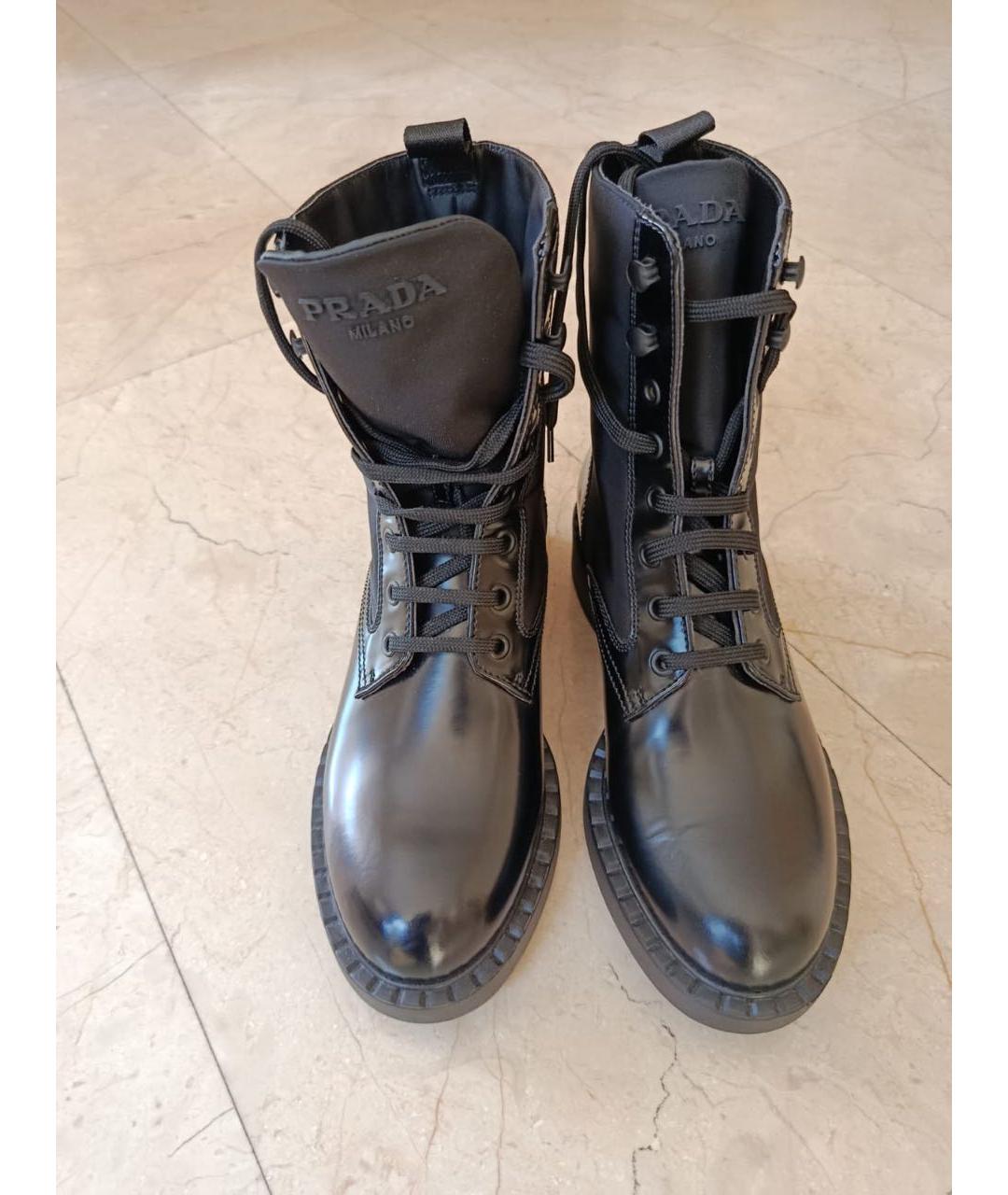 PRADA Черные кожаные ботинки, фото 2