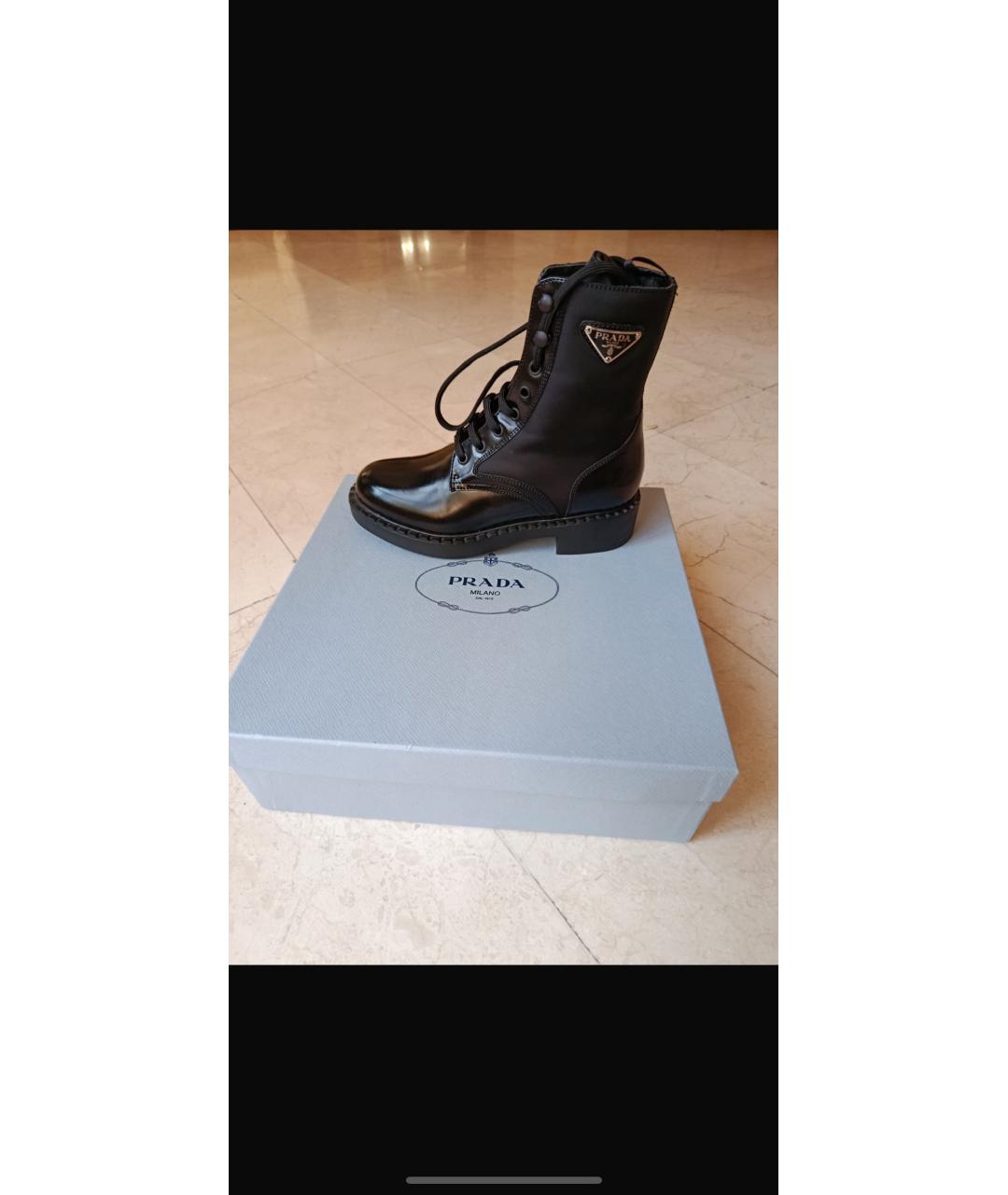 PRADA Черные кожаные ботинки, фото 4