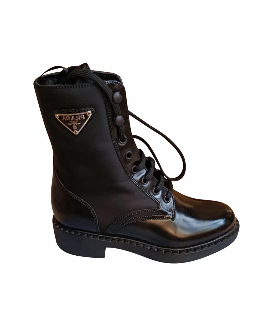 PRADA Черные кожаные ботинки, фото 1