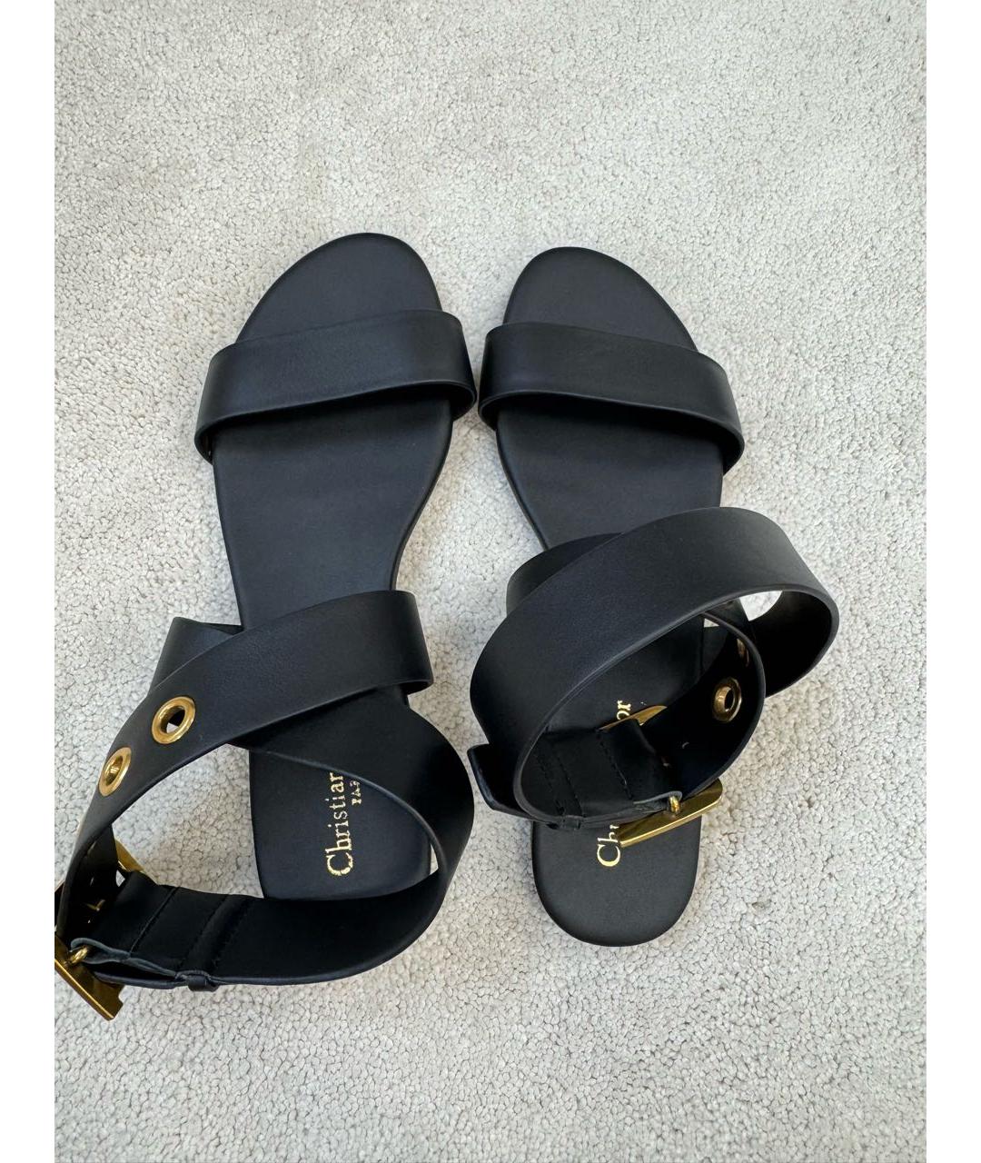 CHRISTIAN DIOR Черные кожаные сандалии, фото 3
