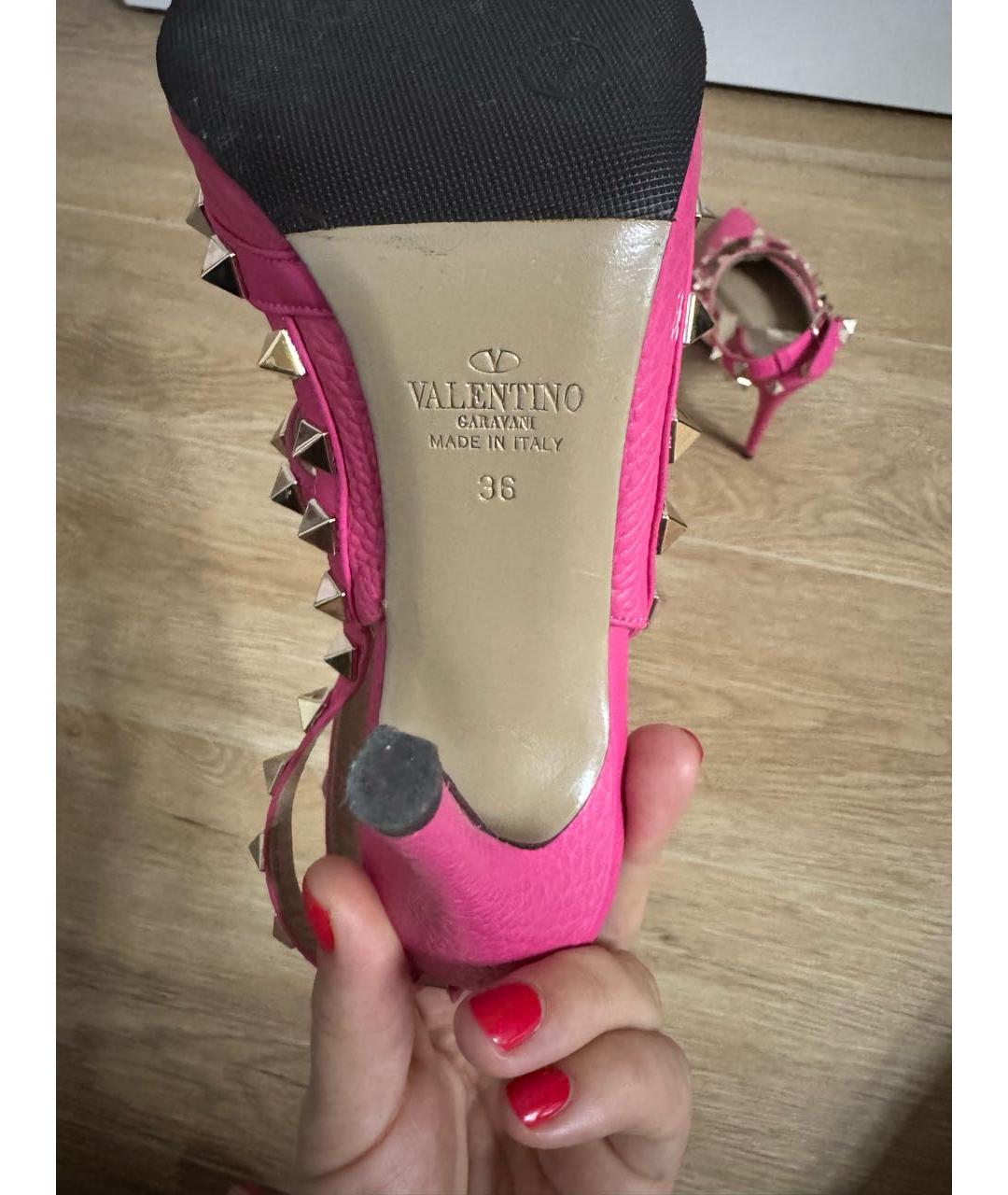 VALENTINO Розовые кожаные босоножки, фото 6