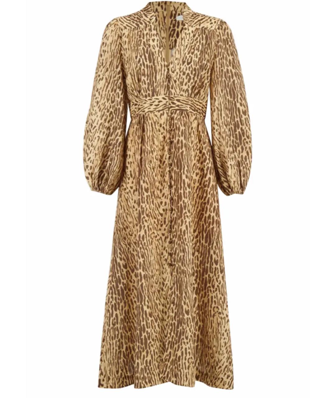 ZIMMERMANN Коричневое льняное повседневное платье, фото 1