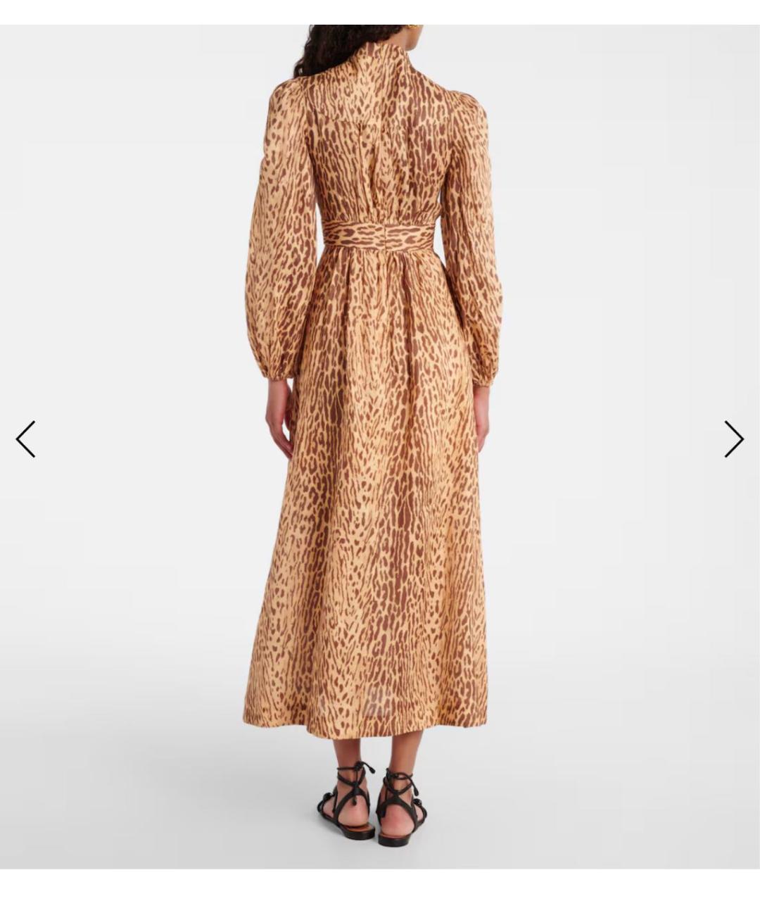ZIMMERMANN Коричневое льняное повседневное платье, фото 3