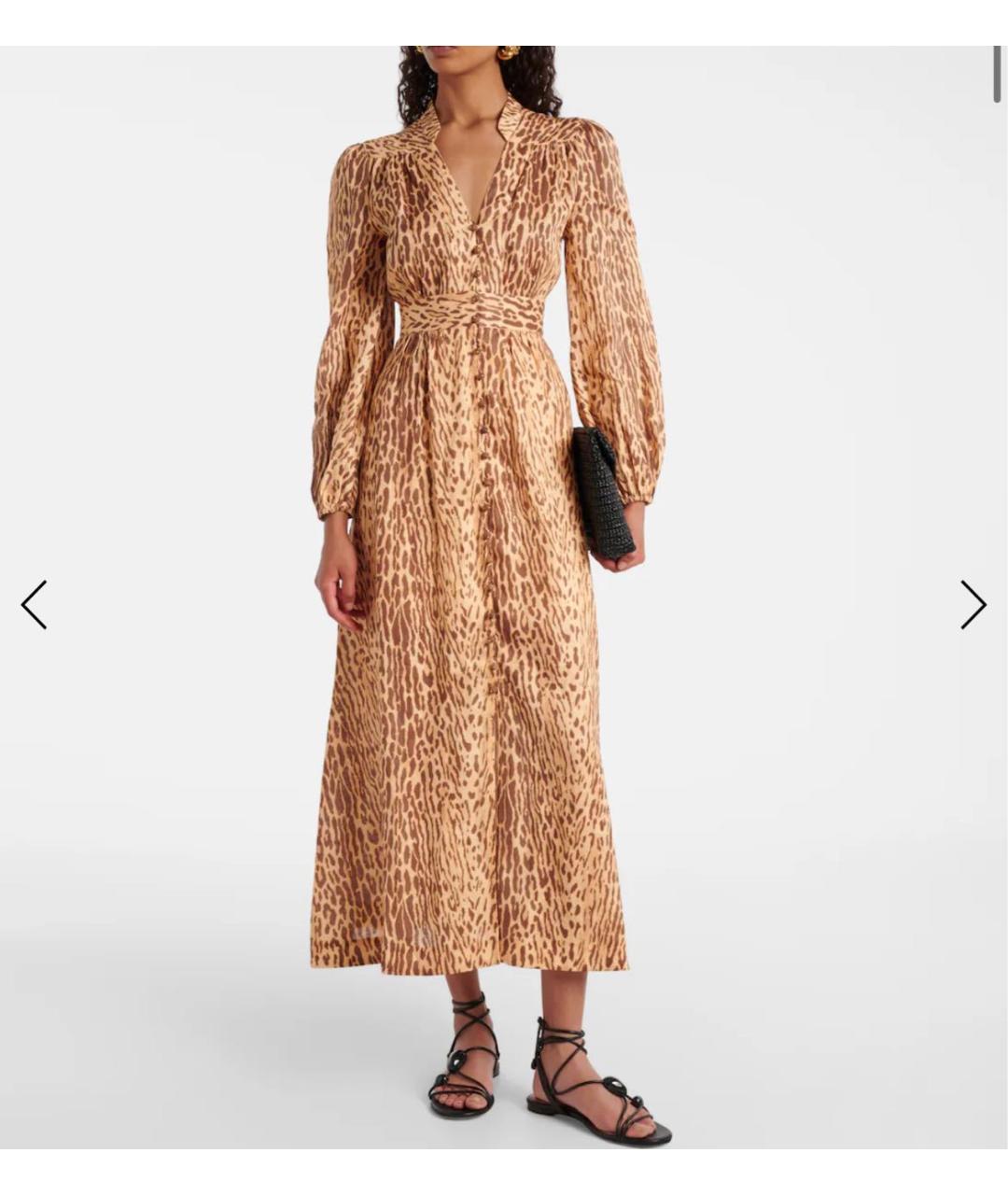 ZIMMERMANN Коричневое льняное повседневное платье, фото 2