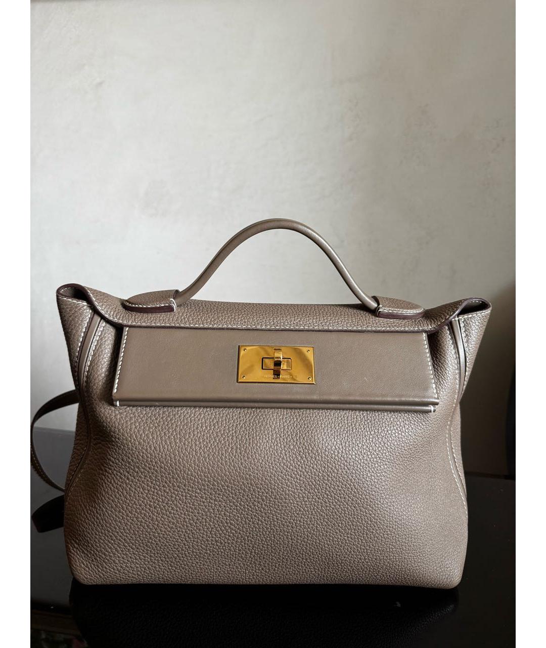 HERMES Бежевая кожаная сумка тоут, фото 5