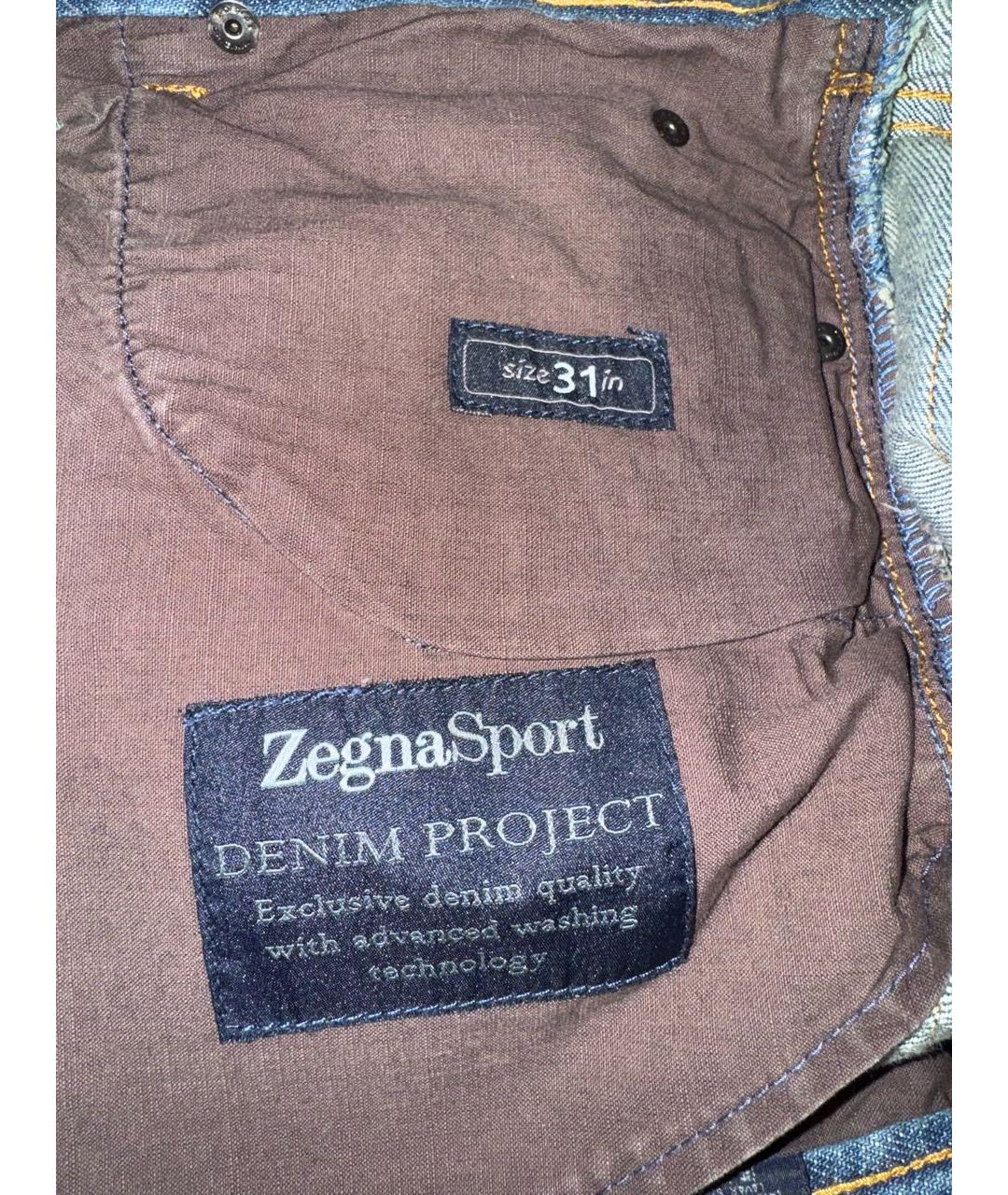 ZEGNA SPORT Синие хлопковые прямые джинсы, фото 5